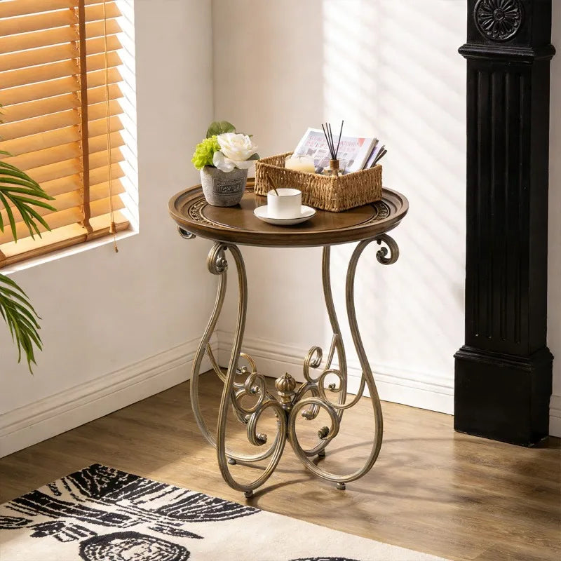 Retro Round Solid Oak Side Table – Wooden Corner & Coffee Table Wooden Side Table Babs