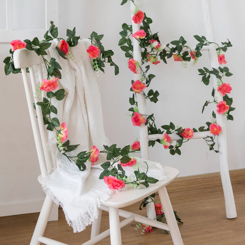 220CM Artificial Rose Vine Silk Garland – Wedding & Home Decor Artificial Flower Garland Babs