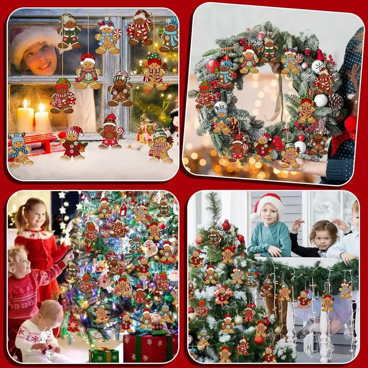 Wooden Gingerbread Man Christmas Ornaments Set of 12 – DIY Xmas Christmas Tree Ornaments Babs