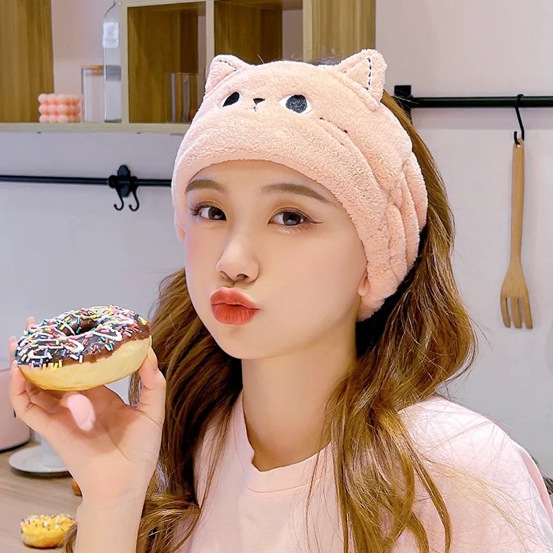 Cute Plush Wide Headband for Women – Makeup & Skincare Plush Hair Headband Babs