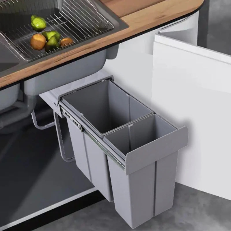 Oeny Pull-Out Embedded Kitchen Trash Can 10L+20L Dual Bin Pull-Out Trash Can Babs