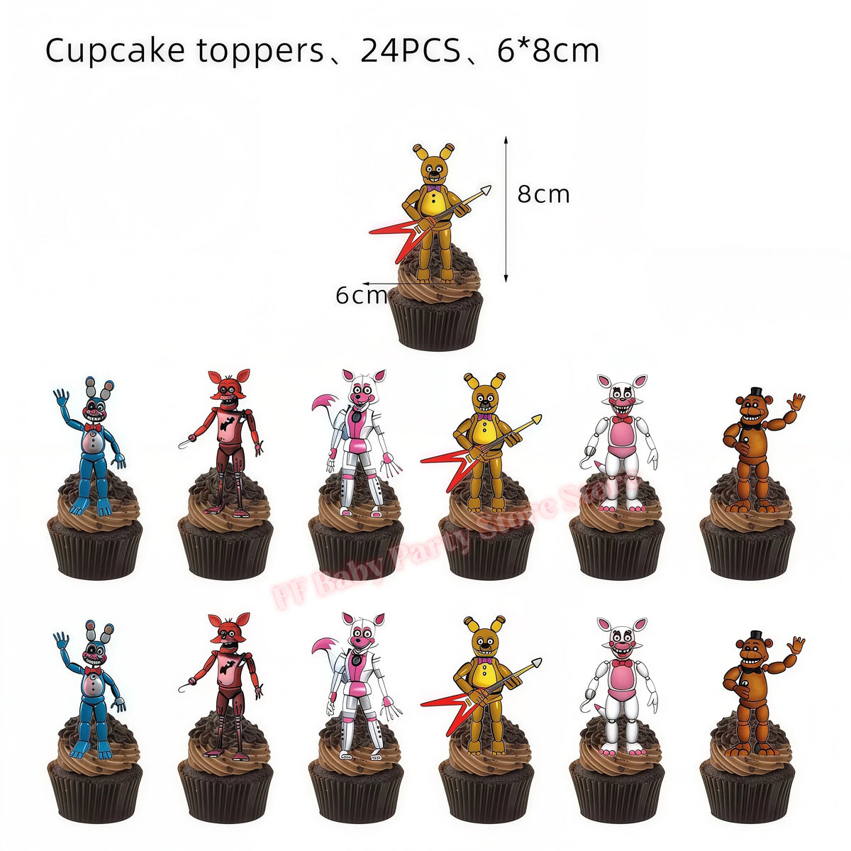 Five Nights Bear Birthday Party Decorations Set for Kids Birthday Party Set Babs 24pcs Cupcake topper others
