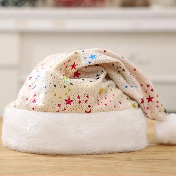 Adult Christmas Hat – Soft Festive Party Hat with Gold Stars Christmas Party Hat Babs 1PC 3 40x30CM