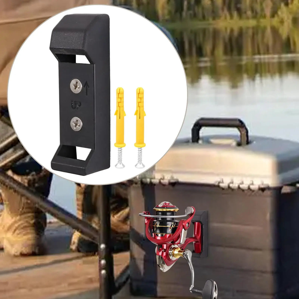 Fishing Reel Wall Mount Storage Rack & Display Organizer Fishing Reel Rack Babs
