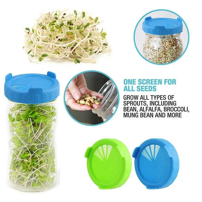 2-Pack Wide Mouth Jar Sprouting Strainer Lids for Mason Jars Sprouting Strainer Lids Babs