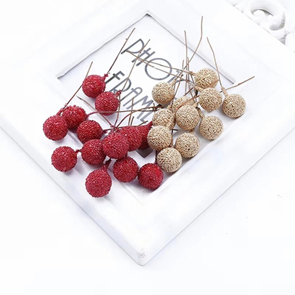 50/100Pcs Foam Cherry Artificial Fruit Stamen Wedding Christmas Decor Artificial Fruit Decor Babs
