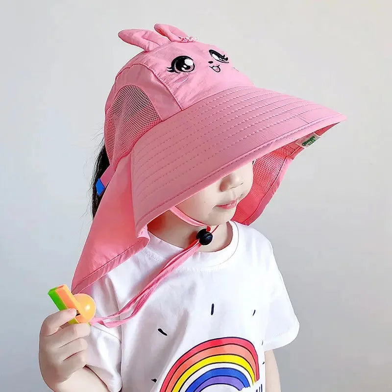 Kids UPF 50+ Sun Hat Wide Brim & Neck Flap – Beach Cap Kids Sun Hat Babs