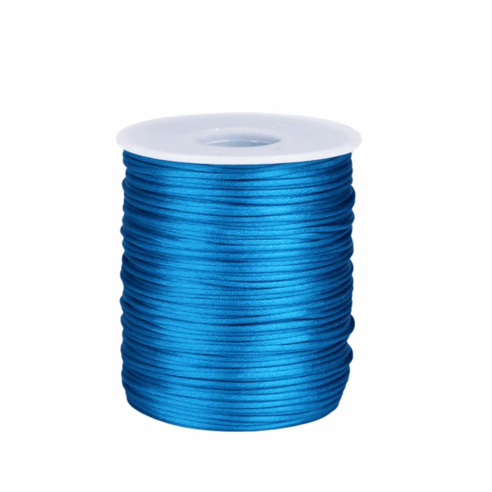 100m Satin Rattail Cord 1.5mm Braided Beading String for Crafts Craft Cord Babs Lake blue