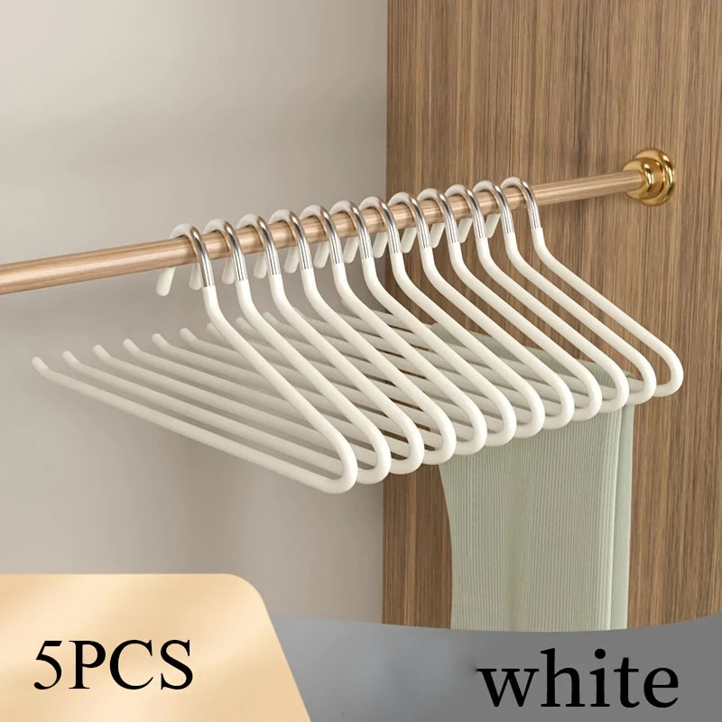 Metal Pants Hangers Non-Slip Open-Ended Black Closet 5/10Pc Pants Hangers Babs 5Pcs-White
