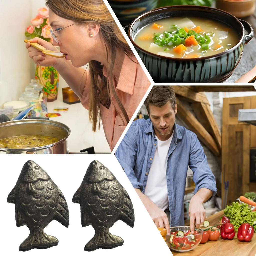 2-Pack Cast Iron Fish – Reusable Kitchen Iron Cooking Tool Iron Cooking Tool Babs