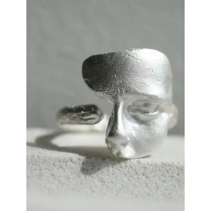 Mystical Masked Face Open Ring – Goth Copper Jewelry Fashion Ring Babs