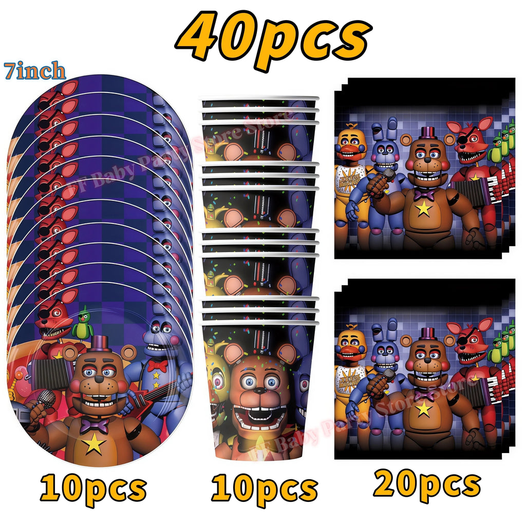 Five Nights Bear Birthday Party Decorations Set for Kids