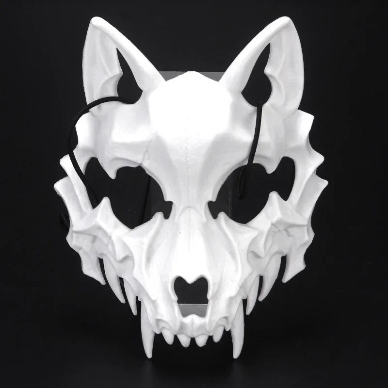Halloween Skull Half Face Mask – Cosplay & Costume Prop Costume Face Mask Babs White-A
