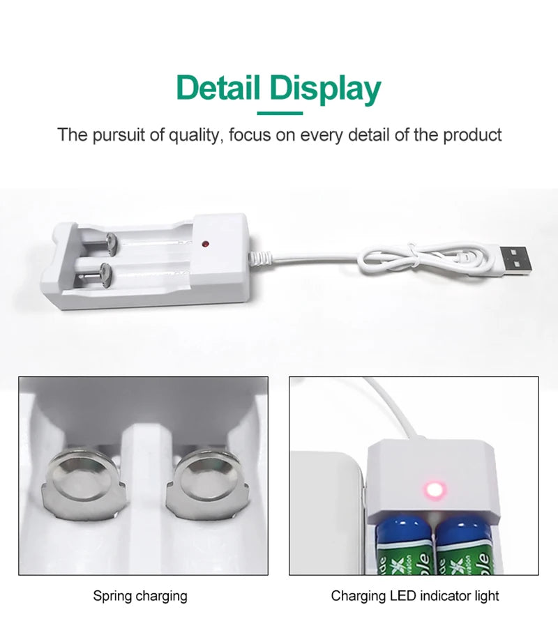 USB 2-Slot AA/AAA Battery Charger – Ni-MH/Ni-Cd Portable USB Battery Charger Babs