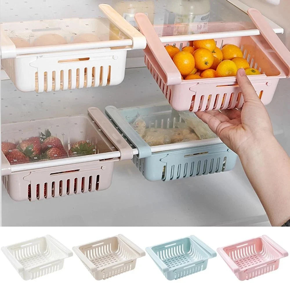 Stretchable Refrigerator Drawer Organizer – Pull-Out Shelf Rack Fridge Drawer Organizer Babs