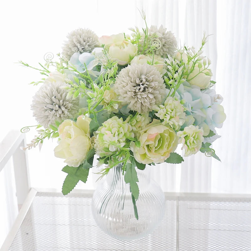 Silk Peony & Hydrangea Artificial Flower Bouquet | Home Décor Artificial Flower Bouquet Babs