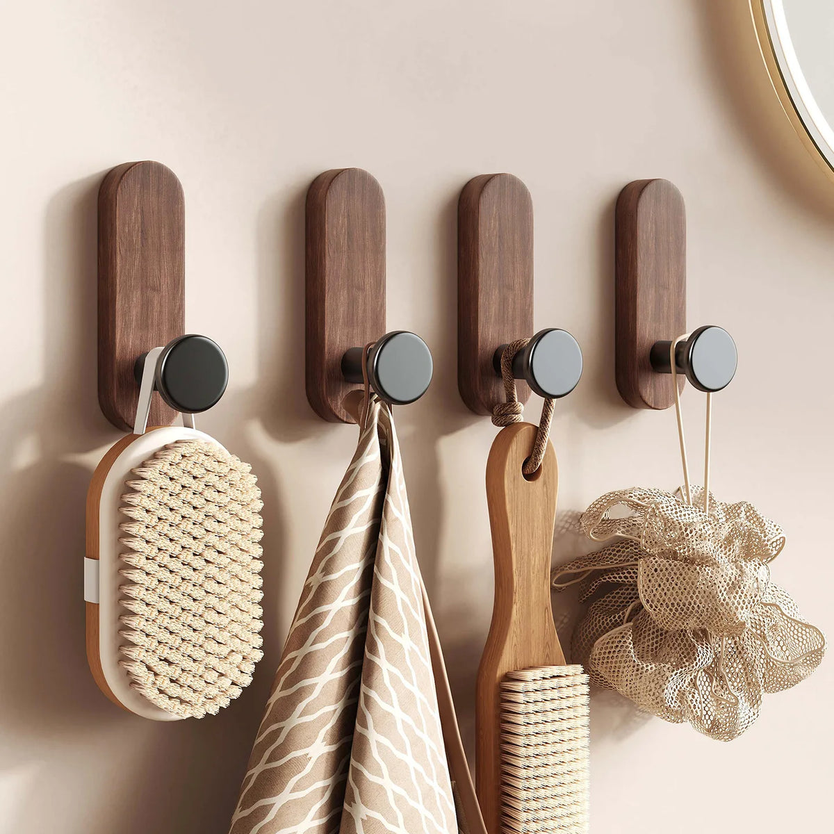 Self-Adhesive Wooden Wall Hook – Coat, Key & Towel Hanger Wall Hook Babs