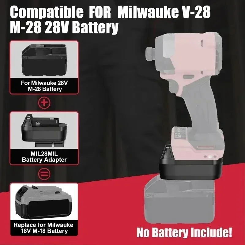 Milwaukee M28 to M18 Battery Adapter Converter MIL28MIL Battery Adapter Babs