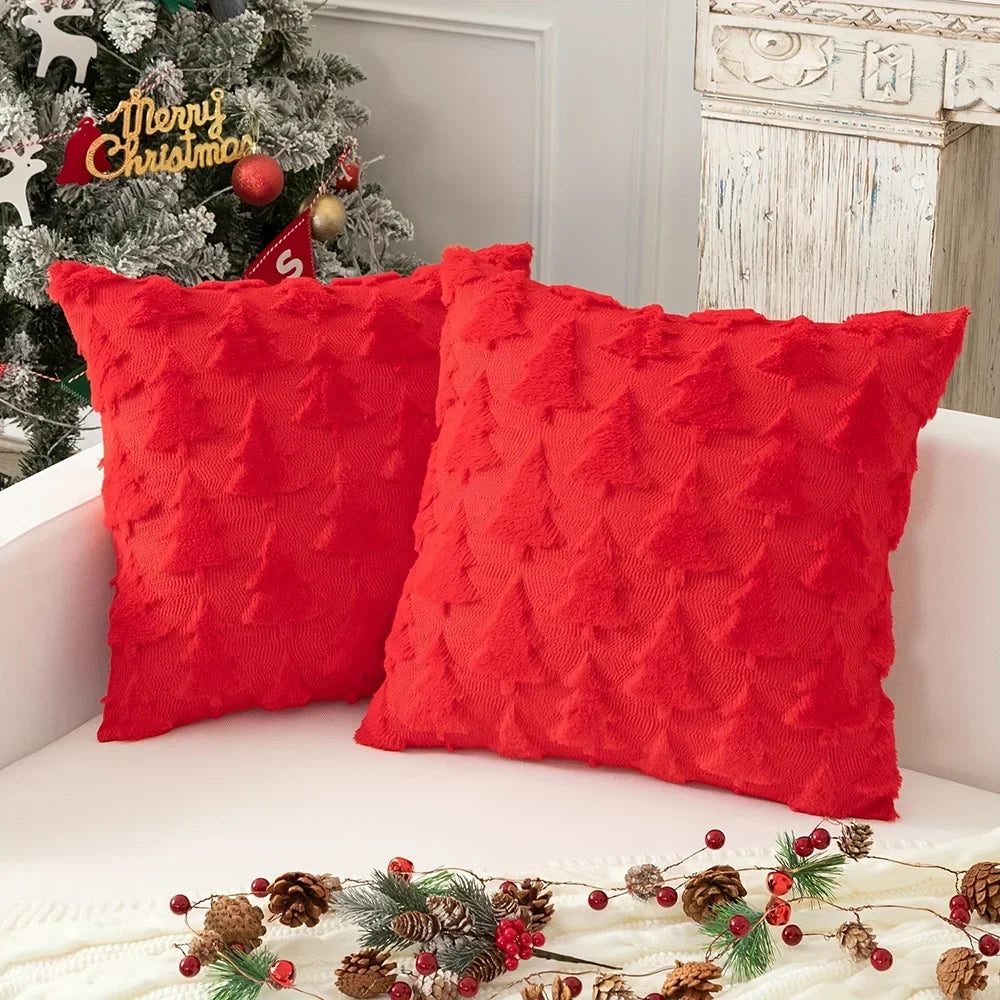 Christmas Tree Pillow Cases 45x45cm | Festive Sofa Cushion Covers Decorative Pillow Cases Babs
