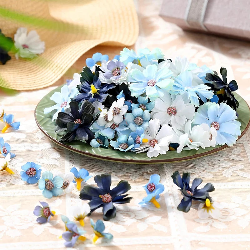 50–120 Pcs Silk Artificial Daisy Flower Heads – DIY Wreath Decor Artificial Flower Heads Babs