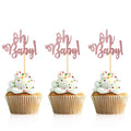 10Pcs Gold Oh Baby Cupcake Toppers – Baby Shower & Birthday Cupcake Toppers Babs rose gold oh baby