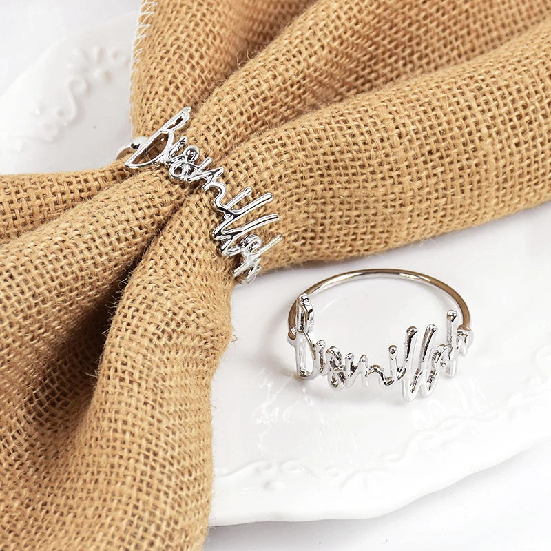 Bismillah Napkin Rings Eid Mubarak Ramadan Table Decor 2/4/6Pcs Napkin Rings Babs