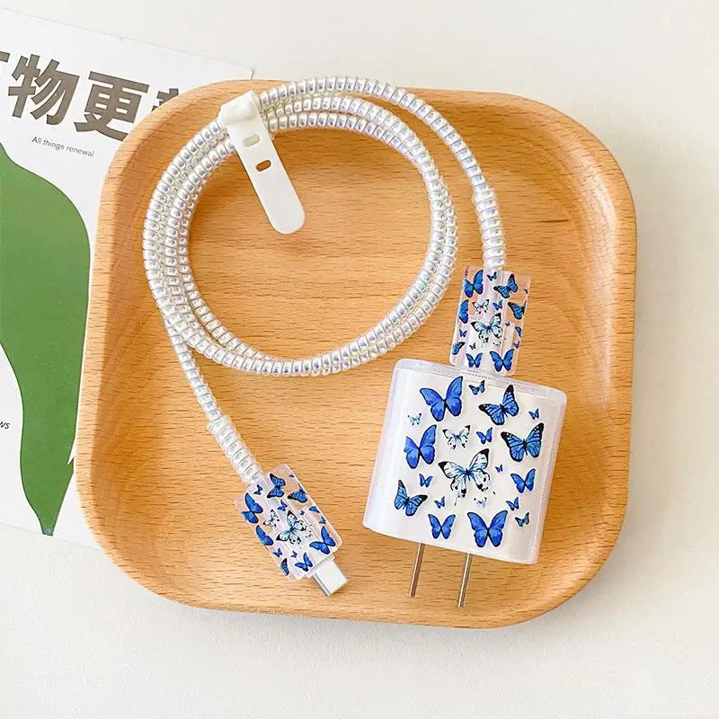 USB Charger & Cable Protector Set – Cute Heart TPU Cover Cable Protector Set Babs A21