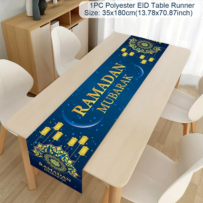 Ramadan Eid Mubarak Table Runner – Festive Polyester Tablecloth Festive Table Runner Babs 10
