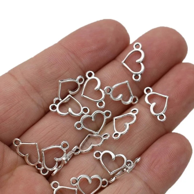 50pcs Silver Plated Heart Charm Connectors – Jewelry Making Jewelry Charm Connectors Babs