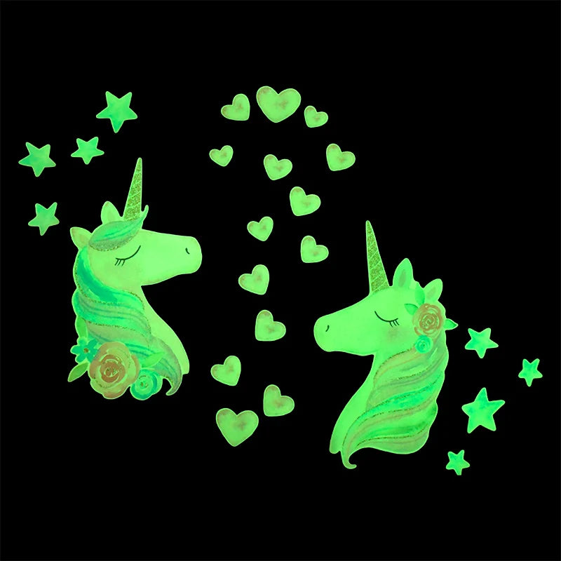Unicorn Glow in the Dark Wall Stickers – Kids Room Decals Glow Wall Decals Babs