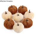 Flannel Artificial Pumpkins – Halloween & Thanksgiving Decor Artificial Pumpkin Decor Babs 8pcs set
