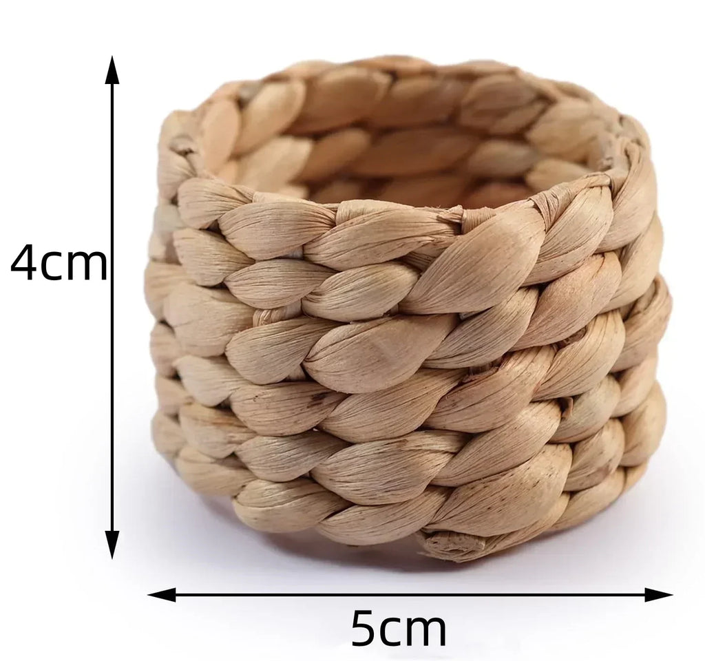 Handwoven Water Hyacinth Napkin Rings – Braided Round Holders Napkin Rings Babs