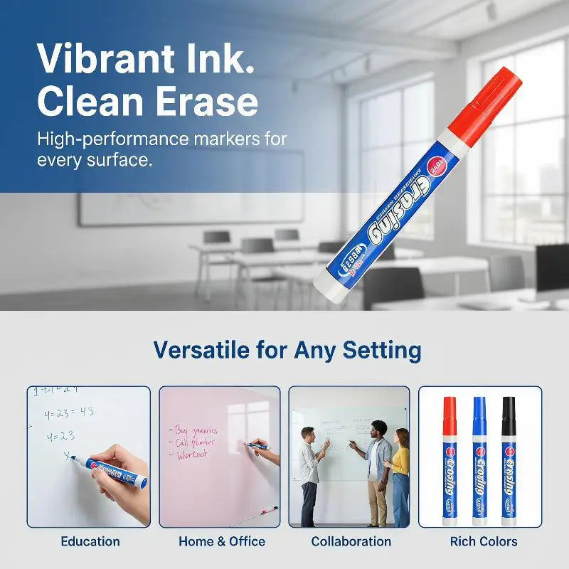 HUXUAN Dry Erase Whiteboard Markers – Non-Toxic Vivid Ink Dry Erase Marker Babs