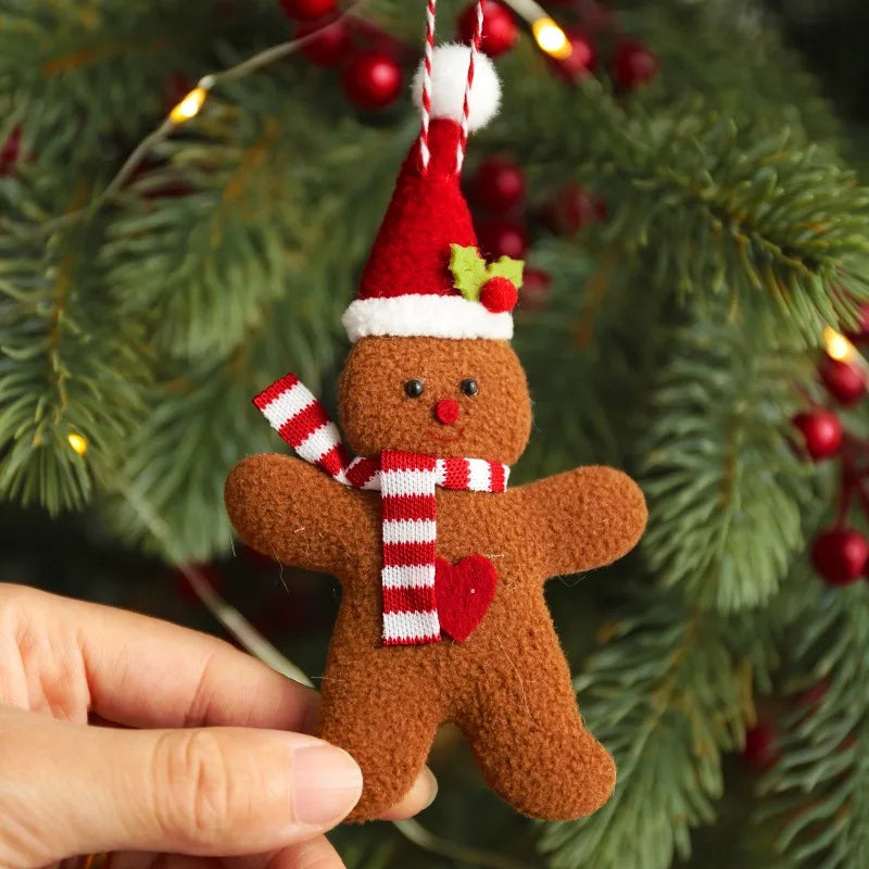 3PCS Fuzzy Gingerbread Man Christmas Tree Ornaments | Set of 3 Christmas Ornaments Babs
