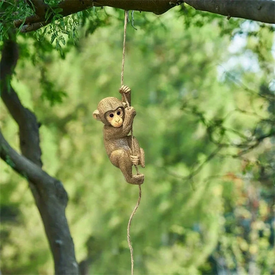Hanging Monkey Gorilla Resin Statue | Outdoor Yard Art Sculpture Garden Animal Sculpture Babs