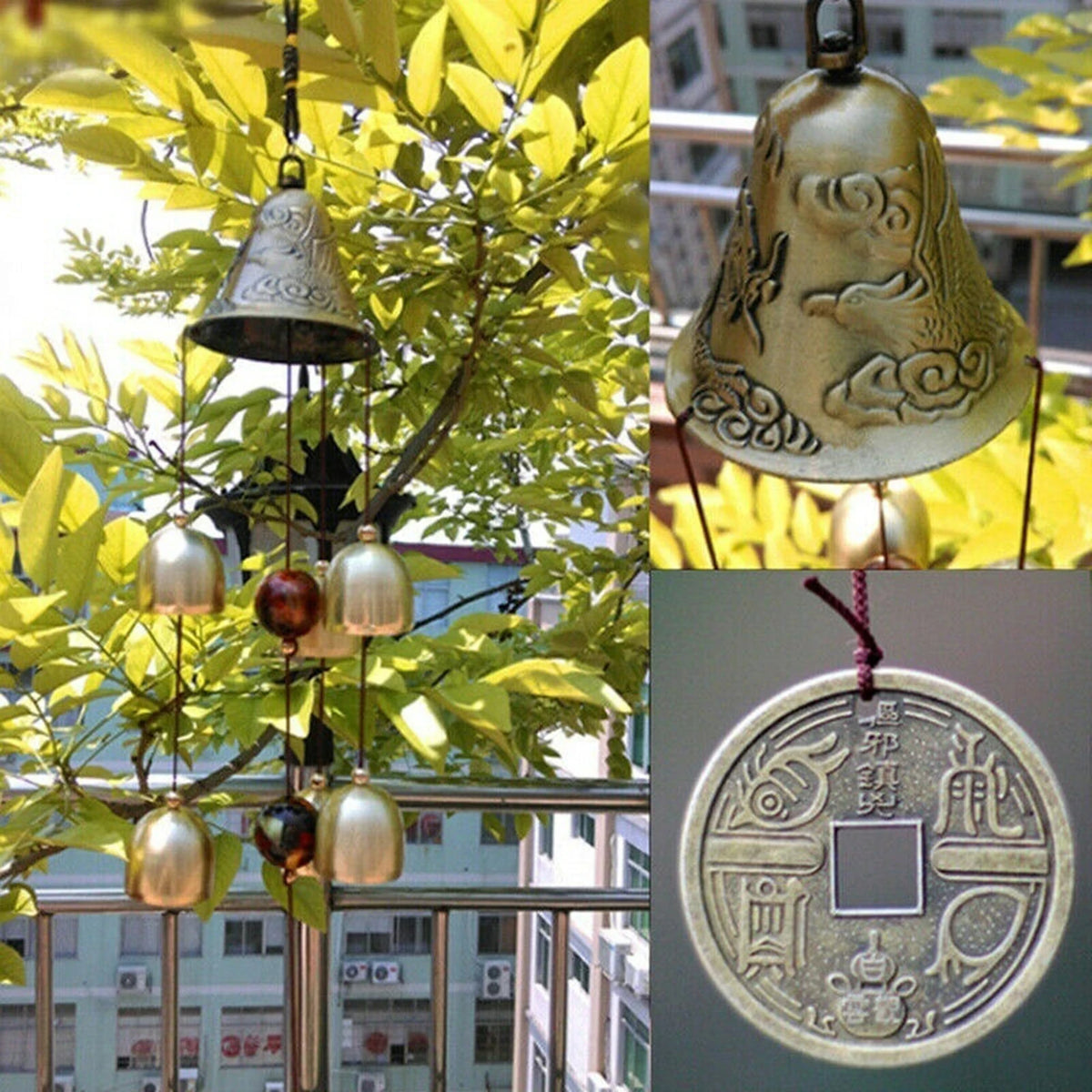 6 Copper Bell Metal Wind Chimes – Outdoor Yard & Garden Decor Outdoor Wind Chimes Babs