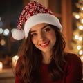 Ladies' Knitted Reindeer Christmas Hat – Cozy Winter Beanie Knitted Winter Hat Babs 24.5x45.5cm Red snowflakes