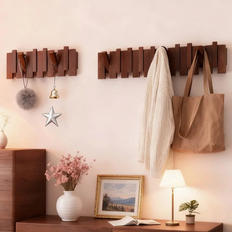 Piano Key Solid Wood Wall Coat Rack – 10 Hooks, Modern Style Wall Coat Rack Babs