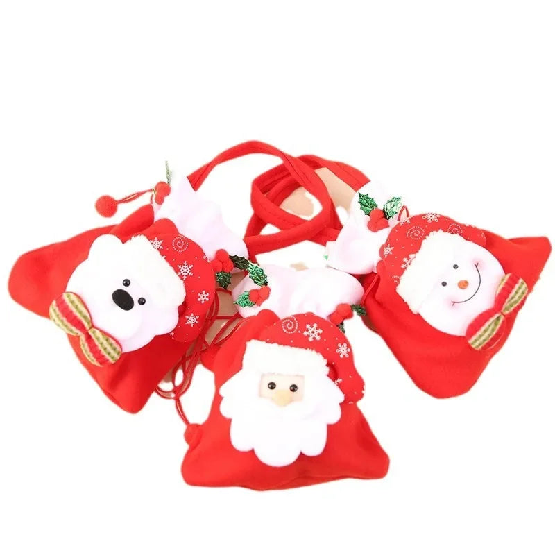 Christmas Flannel Drawstring Gift Bags – Santa, Snowman & Bear Christmas Gift Bags Babs