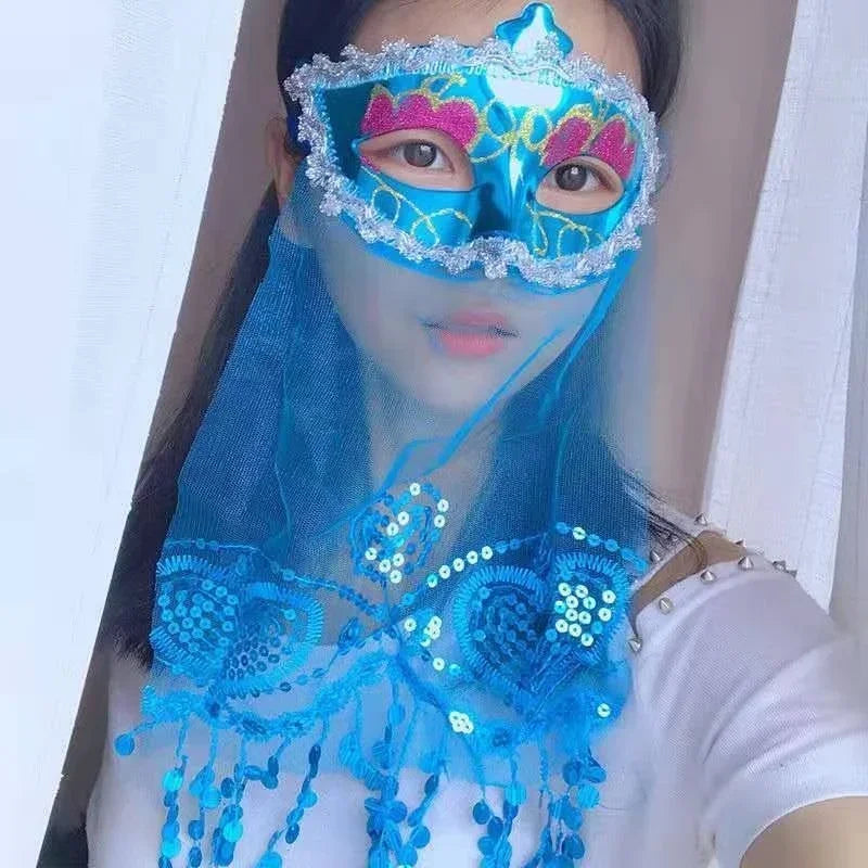 24pcs Lace Half Face Masquerade Masks with Veil | Party Set Masquerade Mask Set Babs
