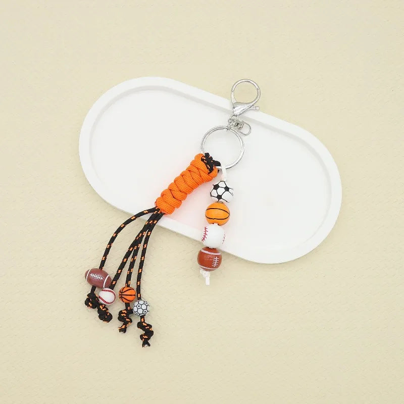 Hand Woven Sports Ball Keychain – Basketball, Soccer & Baseball Decorative Keychain Babs