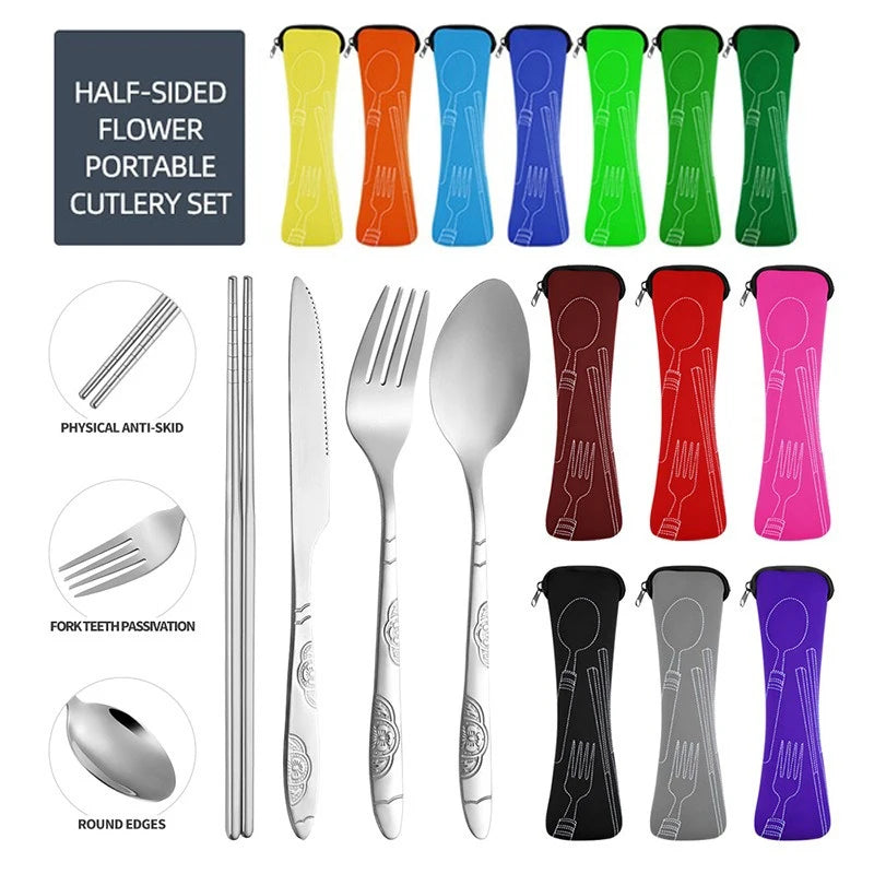 5-Piece Portable Stainless Steel Cutlery Set – Camping & Travel Travel Cutlery Set Babs
