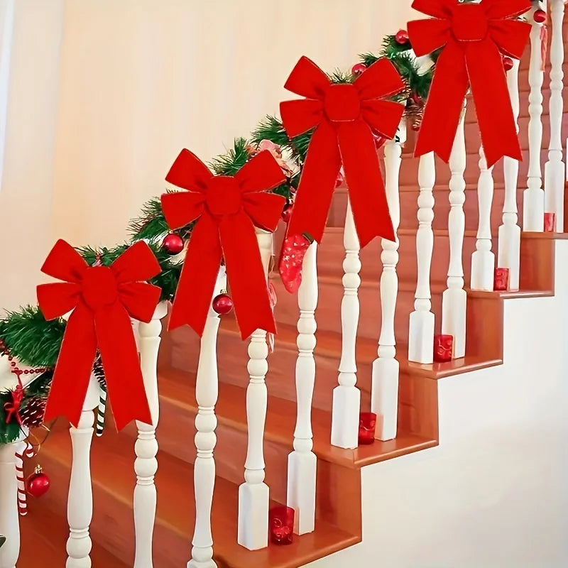 4PCS Large Red Christmas Bows with Gold Trim | Holiday Decor Holiday Bow Decoration Babs