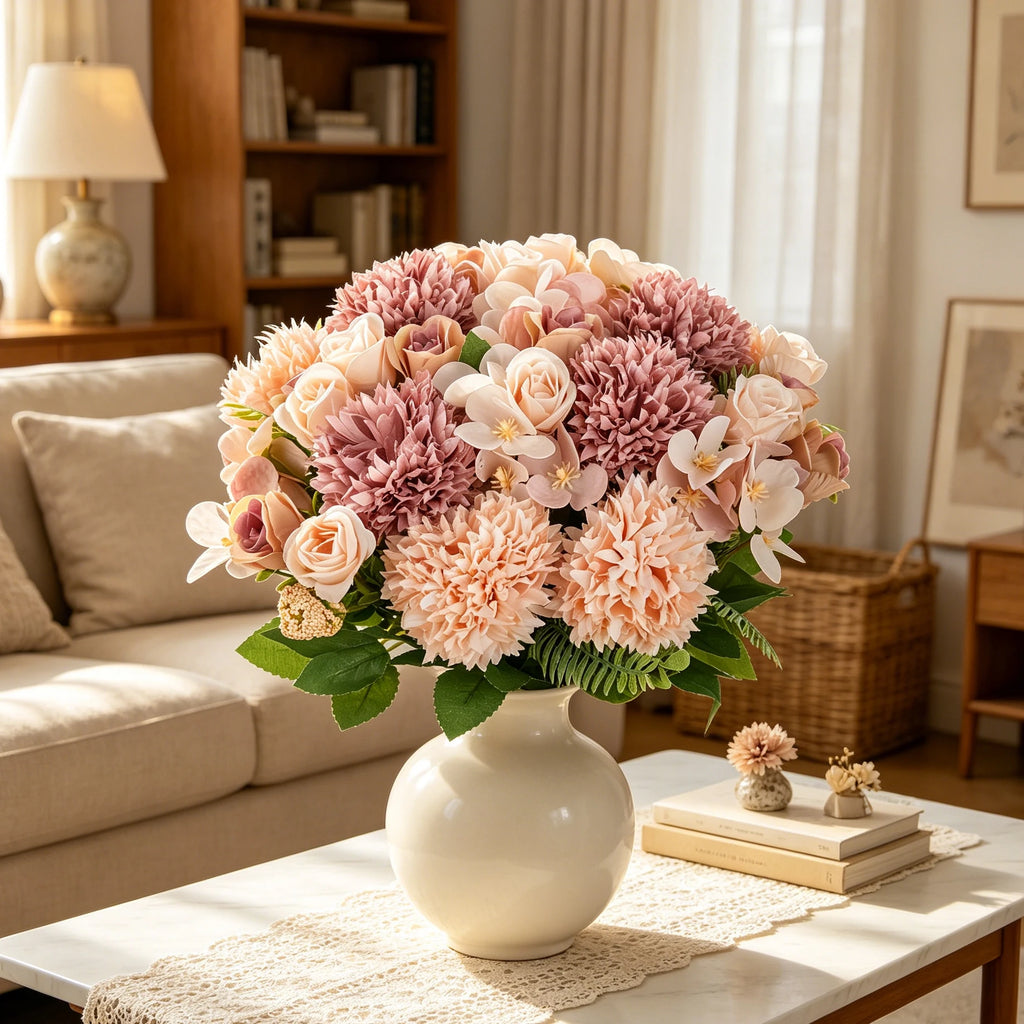 Artificial Silk Rose & Chrysanthemum Bouquet | Wedding & Home Décor Artificial Flower Bouquet Babs