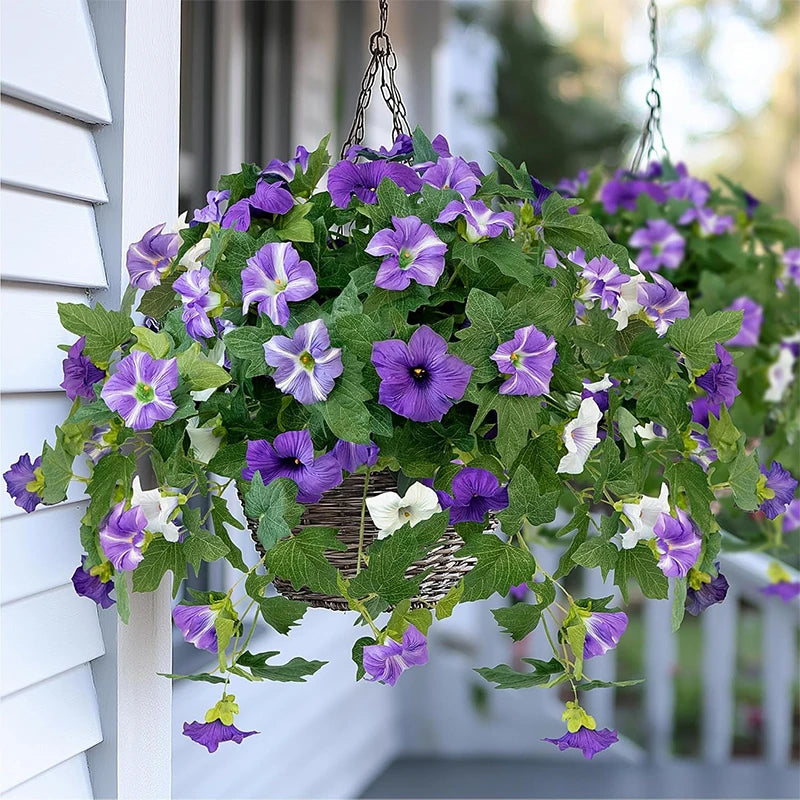 Purple Silk Morning Glory Fake Flower Bouquet | Wedding & Home Decor Artificial Flower Bouquet Babs