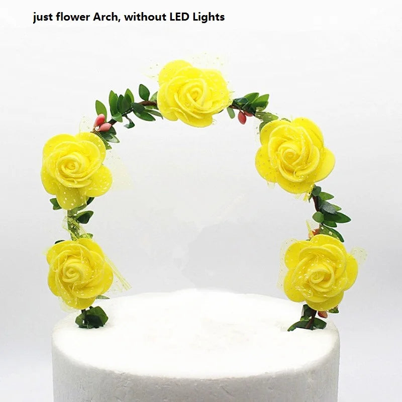 Flower Cake Topper with LED Lights | Wedding & Birthday LED Cake Topper Babs yellow flower
