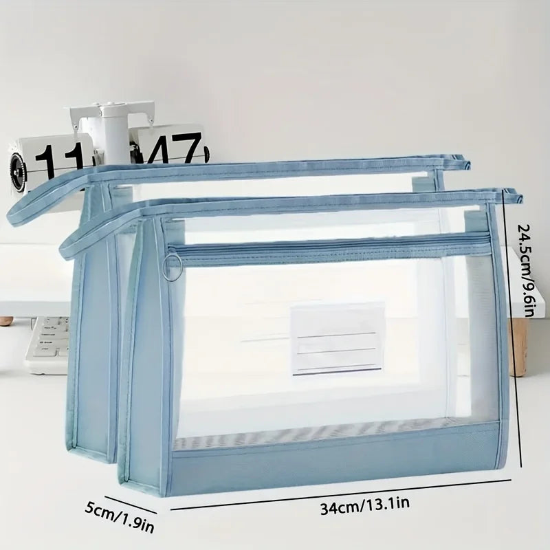 A4 Double-Layer Mesh Zipper Pouches – Game & Travel Storage Mesh Storage Pouches Babs