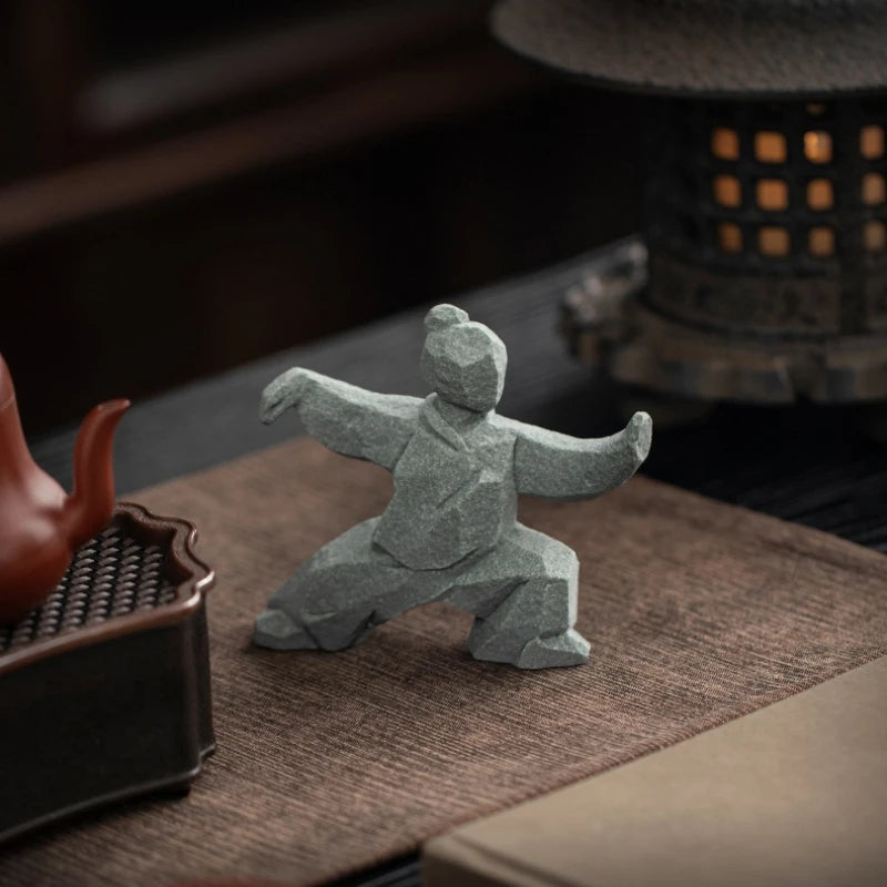 Stone Tai Chi Kung Fu Figure Ornament – Chinese Home Décor Stone Decorative Figurine Babs