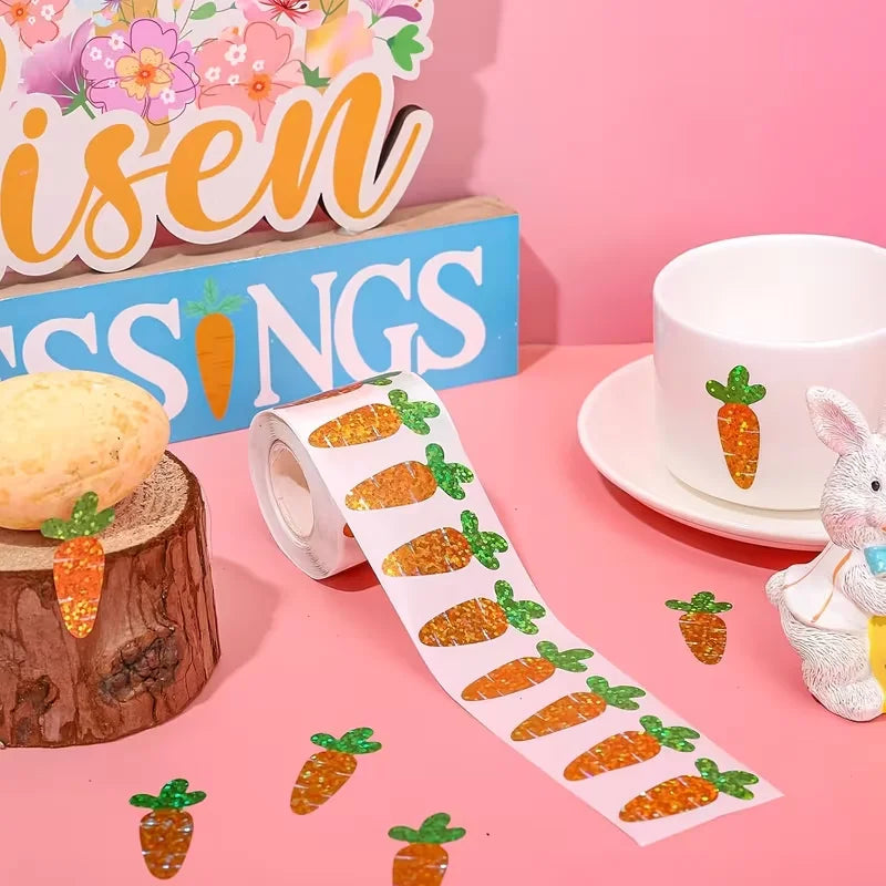 500Pcs Glitter Carrot Easter Stickers – Party & Gift Labels Easter Craft Stickers Babs