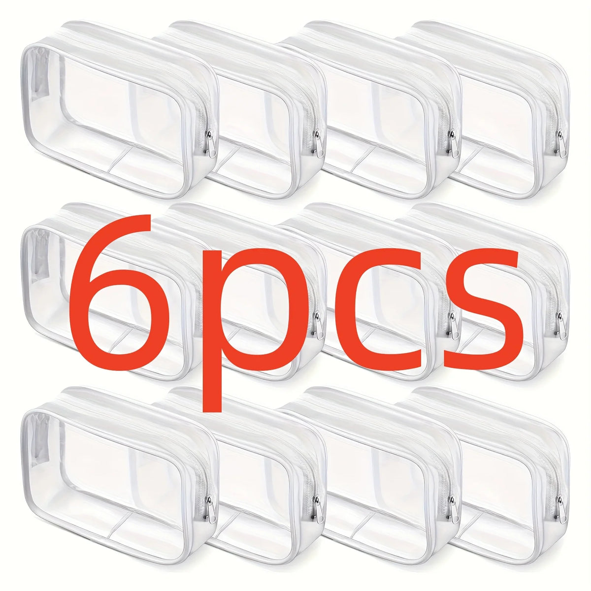 6-Pack Clear Zipper Makeup Bags – Leakproof Travel Organizers Makeup Organizer Bags Babs Clear